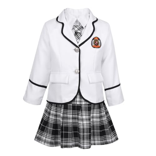 Moggemol Schuluniform Mädchen Kinder Cosplay Verkleidung Schülerin Mantel Karo Rock Plissiert Mit Krawatte Set Schulkostüm 414 Jahre Weiß 152-164 Moggemol Schuluniform Mädchen Kinder Cosplay Verkleidung Schülerin Mantel Karo Rock Plissiert Mit Krawatte Set Schulkostüm 414 Jahre Weiß 152-164 von Moggemol