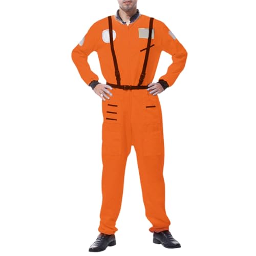 Moginp Herren Astronaut Kostüm Karneval Halloween Erwachsene Raumfahrer Anzug Pilot Flug Overall Dress up Party Cosplay von Moginp