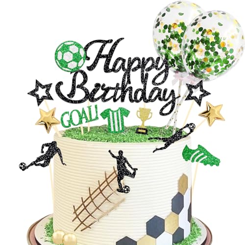 27 Stück Glitzer Fussball Cupcake Topper, Happy Birthday Tortendeko Fussball für Fussball Geburtstag Deko, Fußball Fan Party, Kinder Party Dekoration, Tortendeko Geburtstag Junge Mädchen 27 Stück Glitzer Fussball Cupcake Topper, Happy Birthday Tortendeko Fussball für Fussball Geburtstag Deko, Fußball Fan Party, Kinder Party Dekoration, Tortendeko Geburtstag Junge Mädchen von Moitkptt