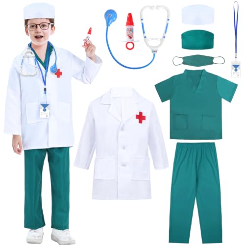 Arzt Kostüm Kinder, Arztkittel Arzt Wissenschaftler Unisex mit Stethoskop Spritze Gesichtsmaske Medizinische Kappe Zubehör Doktorkoffer Jungen Mädchen Faschings Kostüme ab 2 3 4 5 6 7 8 9 Jahre Arzt Kostüm Kinder, Arztkittel Arzt Wissenschaftler Unisex mit Stethoskop Spritze Gesichtsmaske Medizinische Kappe Zubehör Doktorkoffer Jungen Mädchen Faschings Kostüme ab 2 3 4 5 6 7 8 9 Jahre von Moiuguli