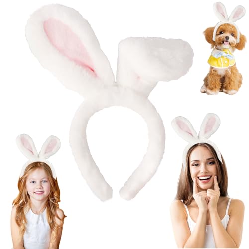 Moiuguli Hasenohren Haarreif, Hasenohren Kopfstück Crossdressing Zubehör, Haarschmuck, Hase Ohren Haarbänder für Erwachsene und Kinder, Plüsch Stirnbänder für Karneval, Ostern Party, Kostüm Cosplay von Moiuguli