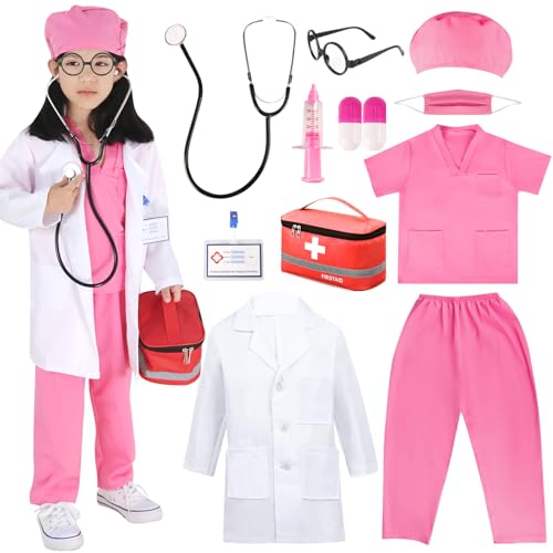 Arzt Kostüm Kinder, Arztkittel Arzt Wissenschaftler Unisex mit Arztkoffer Stethoskop Kapseln Spritze Brille Gesichtsmaske Kappe Ausweis ZubehörJungen Mädchen Faschings ab 2 3 4 5 6 7 8 9 Jahre Arzt Kostüm Kinder, Arztkittel Arzt Wissenschaftler Unisex mit Arztkoffer Stethoskop Kapseln Spritze Brille Gesichtsmaske Kappe Ausweis ZubehörJungen Mädchen Faschings ab 2 3 4 5 6 7 8 9 Jahre von Moiuguli