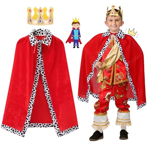 Moiuguli Prinz Kostüm Kinder, Prinz Umhang Kinder König Kostüm Kinder Rot Kinder Kostüm Junge mit Krone König Junge König Umhang Königsmantel 90cm für Prinzenparty, Karneval, Halloween, Cosplay Moiuguli Prinz Kostüm Kinder, Prinz Umhang Kinder König Kostüm Kinder Rot Kinder Kostüm Junge mit Krone König Junge König Umhang Königsmantel 90cm für Prinzenparty, Karneval, Halloween, Cosplay von Moiuguli