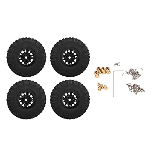 4 Stück RC-Räder Und Reifen, 2,16 Zoll Durchmesser, Räder Und Reifen aus Aluminiumlegierung, Passend Für 1/18 Ferngesteuertes Auto(Schwarz) von Mokernali