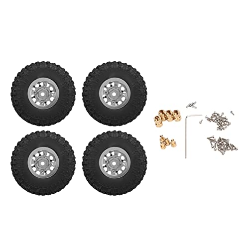 4 Stück RC-Räder Und Reifen, 2,16 Zoll Durchmesser, Räder Und Reifen aus Aluminiumlegierung, Passend Für 1/18 Ferngesteuertes Auto(Silber) von Mokernali