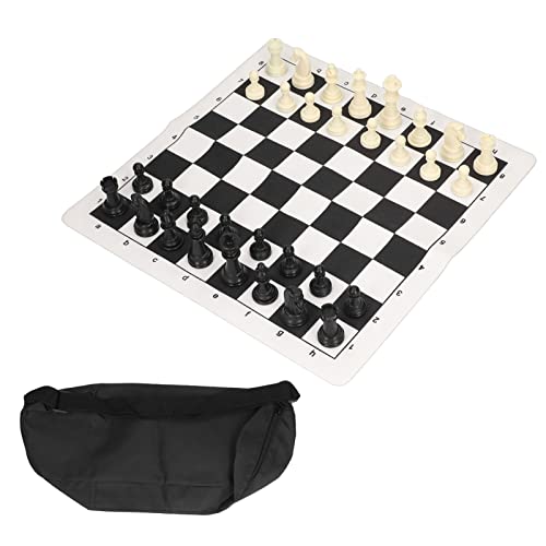 Internationales Schachspiel aus Kunststoff Mit Aufbewahrungstasche – Schwarz-Weiß-Schachbrett von Mokernali