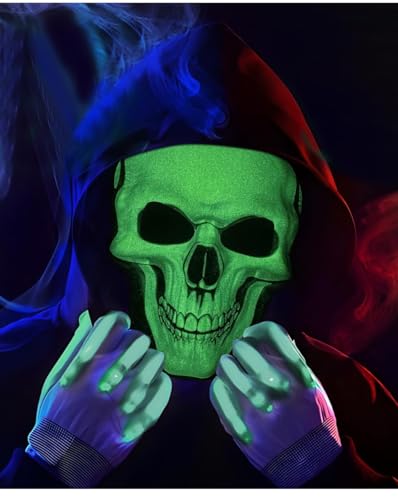 Halloween-Maske, leuchtender Totenkopf, M-ask, für Halloween, gruselig, voller Kopf, M ask, gruselig, Kostüm, Maske, dekorative Ma-sk für Männer und Frauen, Cosplay-Zubehör Halloween-Maske, leuchtender Totenkopf, M-ask, für Halloween, gruselig, voller Kopf, M ask, gruselig, Kostüm, Maske, dekorative Ma-sk für Männer und Frauen, Cosplay-Zubehör von Mokeum