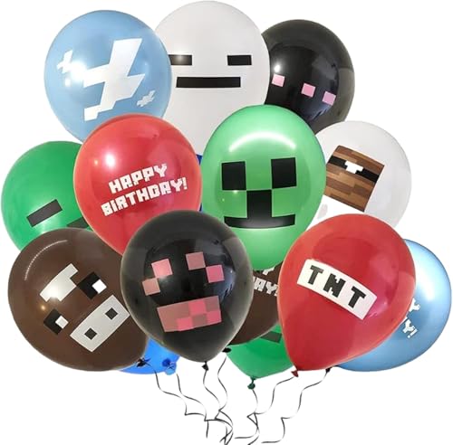P-ixel-Luftballons, Party-Zubehör, Party-Zubehör, Pi-xel, Geburtstagsdekorationen für Jungen, Mädchen, Erwachsene, P-ixel, Partytütenfüller, Raumdekoration, 18 Stück von Mokeum
