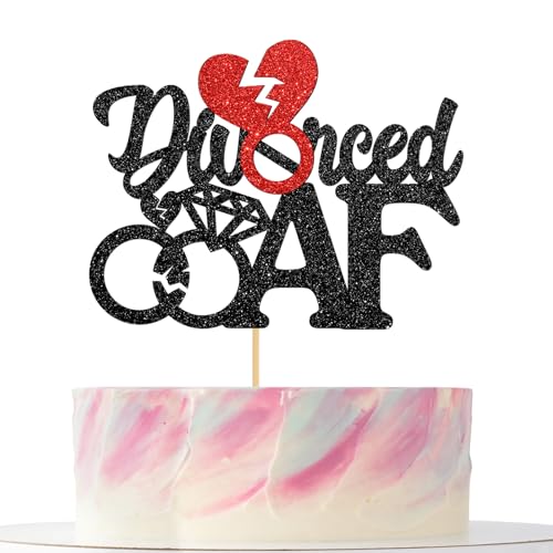 Divorced AF Cake Topper, Divorced Party Dekoration Cake Topper Broken Up Finally Done Single AF Sign Cake Decor für Männer Frauen Schwarz Glitzer Divorced AF Cake Topper, Divorced Party Dekoration Cake Topper Broken Up Finally Done Single AF Sign Cake Decor für Männer Frauen Schwarz Glitzer von Mokonate