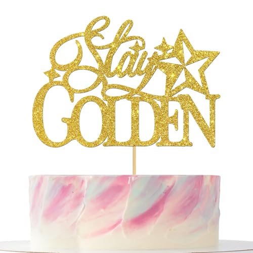 Stay Golden Cake Topper, The Best Age Geburtstagsdekoration, Happy Golden Birthday Party Celebrations Gold Glitter von Mokonate