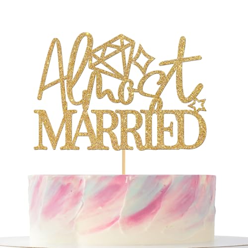 Tortenaufsatz "Almost Merried", glitzerndes goldfarbenes Papier, "Just Married", für Hochzeit, Probe, Verlobung, Party, Dekorationen Tortenaufsatz "Almost Merried", glitzerndes goldfarbenes Papier, "Just Married", für Hochzeit, Probe, Verlobung, Party, Dekorationen von Mokonate