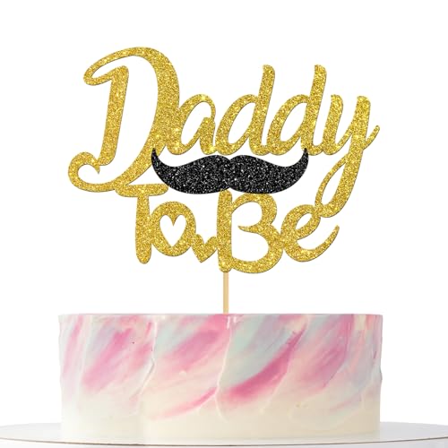 Tortenaufsatz mit Aufschrift "Daddy to Be", "Best Dad Ever" Super Papa, schwangere Geschlechtsoffenbarung, Party-Kuchendekoration, goldener Glitzer Tortenaufsatz mit Aufschrift "Daddy to Be", "Best Dad Ever" Super Papa, schwangere Geschlechtsoffenbarung, Party-Kuchendekoration, goldener Glitzer von Mokonate