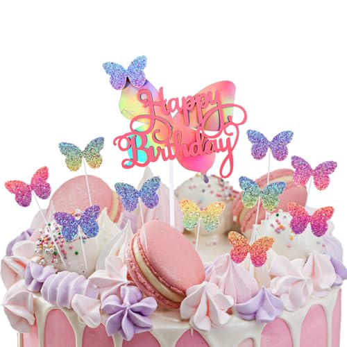 Molain 11 Stück Happy Birthday Tortendeko, Schmetterling Tortendeko Geburtstag Kuchen Deko Geburtstag Happy Birthday Kuchendeko Tortendeko Mädchen Happy Birthday Cake Topper Molain 11 Stück Happy Birthday Tortendeko, Schmetterling Tortendeko Geburtstag Kuchen Deko Geburtstag Happy Birthday Kuchendeko Tortendeko Mädchen Happy Birthday Cake Topper von Molain