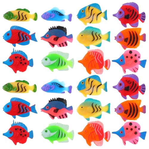 Molain 24 Stück Tropische Fische Spielzeug, Mini Tropische Fische Party Gefälligkeiten Kunststoff Fisch Spielzeug für Jungen Mädchen Kinder von Molain