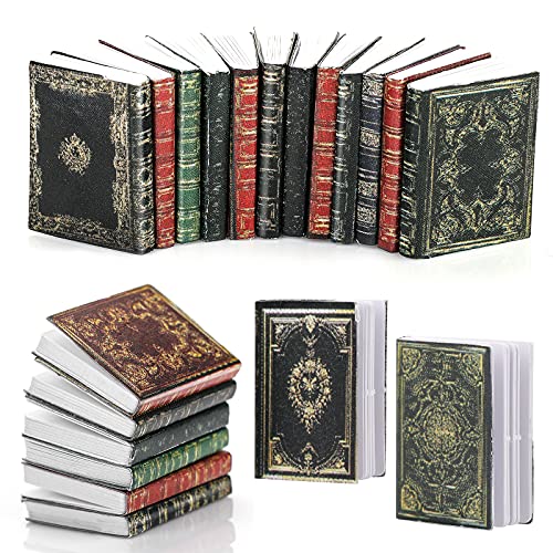 Molain Miniaturen Puppenhausbücher, Mini-Bücher Puppenhaus Zubehör 1:12 Bücher Dekoration für Arbeitszimmer Schlafzimmer Bibliothek (12 Stück A) von Molain