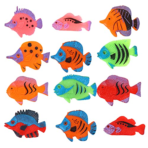 Molain Tropische Fische Spielzeug, 12 Stück Mini Tropische Fische Party Gefälligkeiten Kunststoff Fisch Spielzeug für Jungen Mädchen Kinder von Molain