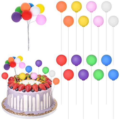 Molain Rainbow Tortendeko Kugeln, 16 Stück Mini Tortendeko Luftballons, Bunte Luftballons Cake Topper DIY Mini Ballon Cake Topper für Geburtstagsfeier Hochzeit Jahrestag Babyparty(Farbe 1) von Molain