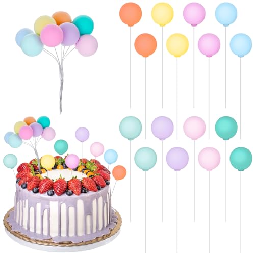 Molain Rainbow Tortendeko Kugeln, 16 Stück Mini Tortendeko Luftballons, Bunte Luftballons Cake Topper DIY Mini Ballon Cake Topper für Geburtstagsfeier Hochzeit Jahrestag Babyparty(Farbe 2) von Molain