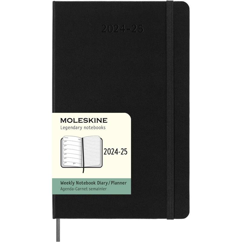 Moleskine 18 Monatskalender & Notizbuch 2025 Studienplaner 1 Woche auf 1 Seite Large Hardcover Schwarz von Moleskine