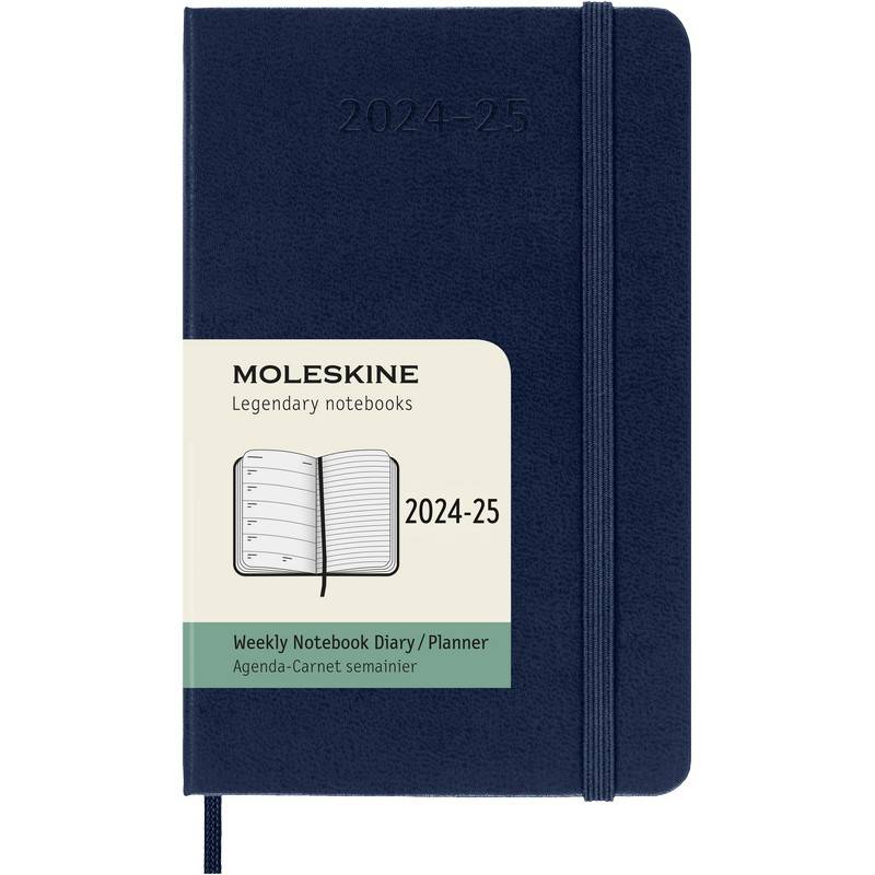 Moleskine 18 Monatskalender & Notizbuch 2025 Studienplaner 1 Woche auf 1 Seite Pocket Hardcover Saphir von Moleskine