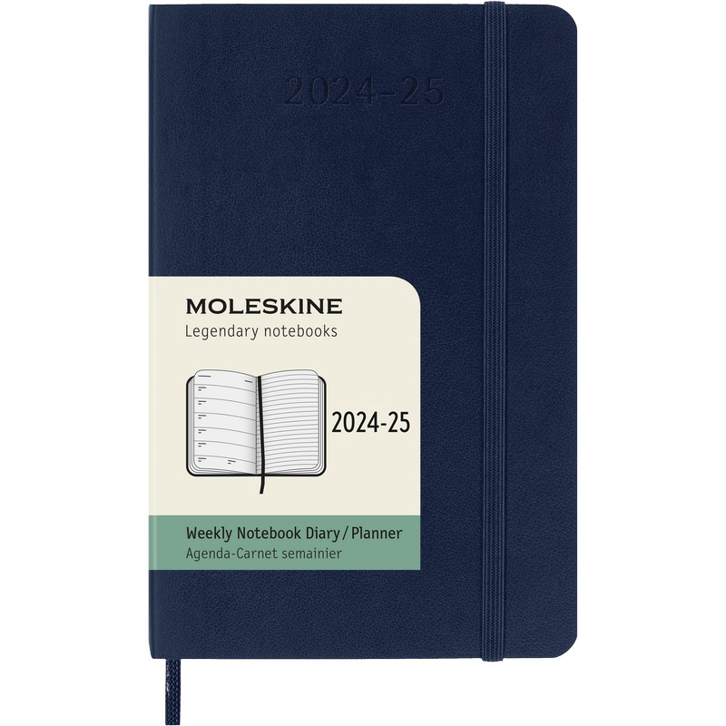 Moleskine 18 Monatskalender & Notizbuch 2025 Studienplaner 1 Woche auf 1 Seite Pocket Softcover Saphir von Moleskine