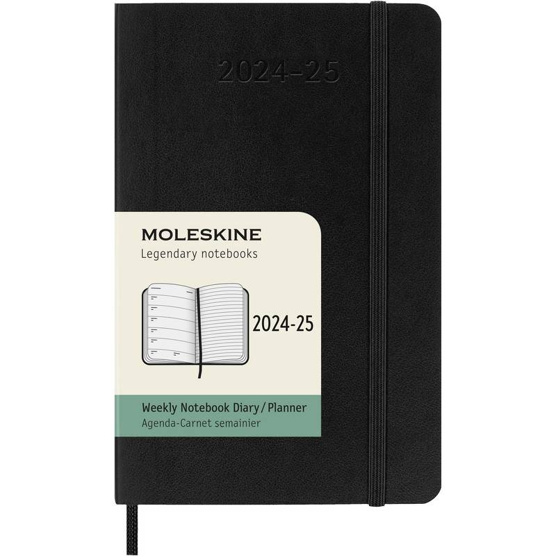 Moleskine 18 Monatskalender & Notizbuch 2025 Studienplaner 1 Woche auf 1 Seite Pocket Softcover Schwarz von Moleskine