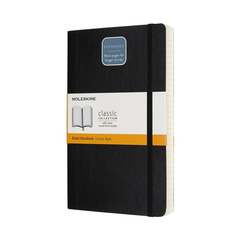 Moleskine Notizbuch Klassik Large Expanded Softcover Schwarz, liniert von Moleskine