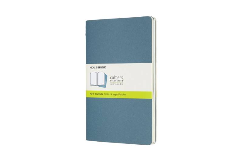 Moleskine Notizheft Cahier Large Softcover 3er Set brisk blue, blanko von Moleskine