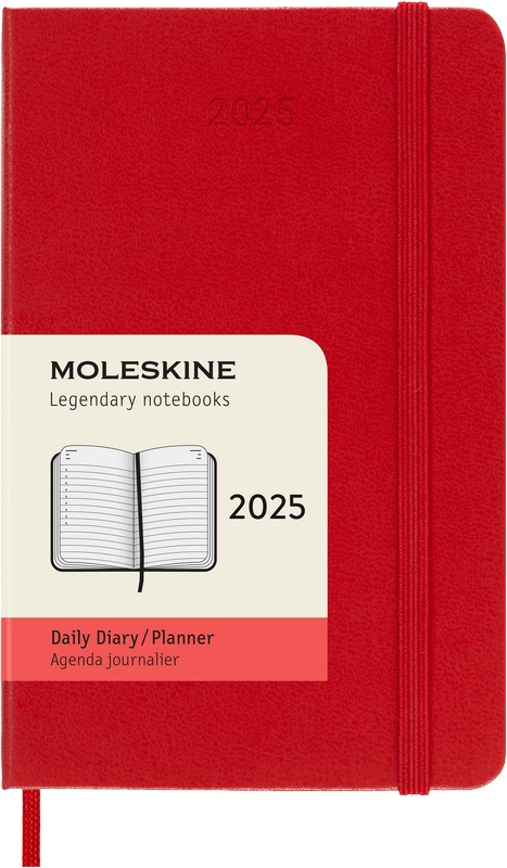 Moleskine Tageskalender 2025 Klassik 1 Tag auf 1 Seite Pocket Hardcover Scharlachrot von Moleskine