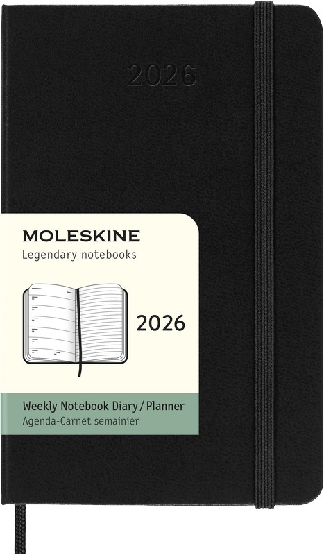 Moleskine Wochen-Notizkalender 2026 Klassik 1 Woche auf 1 Seite Pocket Hardcover Schwarz von Moleskine