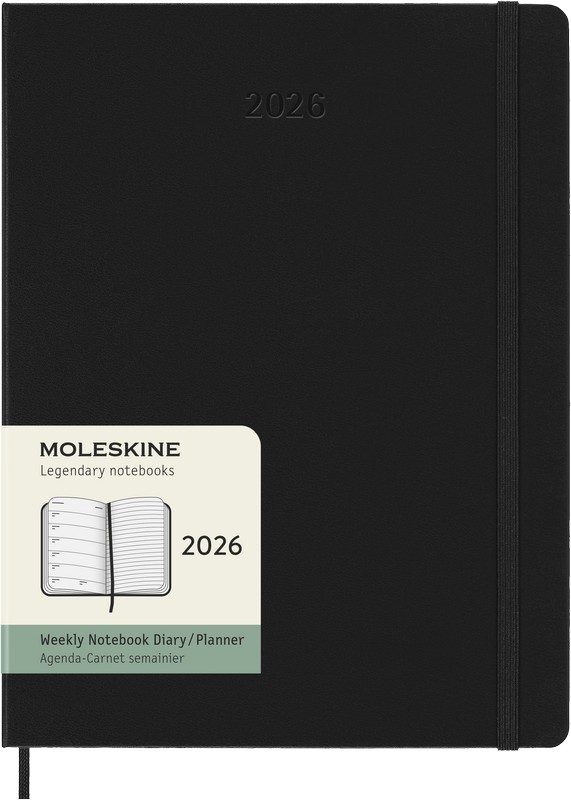 Moleskine Wochen-Notizkalender 2026 Klassik 1 Woche auf 1 Seite XL Hardcover Schwarz von Moleskine