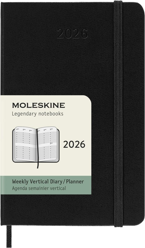 Moleskine Wochenkalender 2026 Klassik 1 Woche auf 2 Seiten Vertikal Pocket Hardcover Schwarz von Moleskine