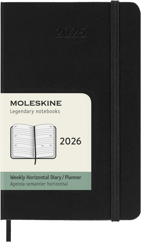 Moleskine Wochenkalender 2026 Klassik 1 Woche auf 2 Seiten horizontal Pocket Hardcover schwarz Moleskine Wochenkalender 2026 Klassik 1 Woche auf 2 Seiten horizontal Pocket Hardcover schwarz von Moleskine