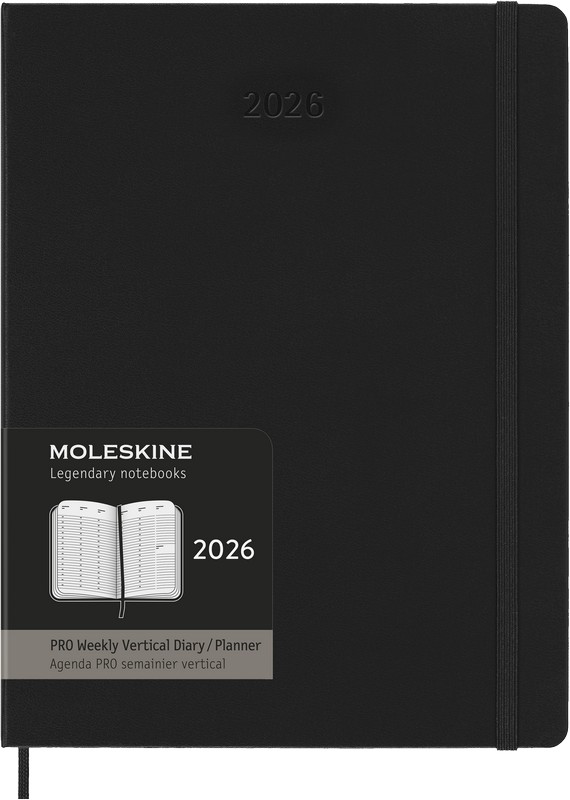 Moleskine Wochenkalender 2026 Pro 1 Woche auf 2 Seiten vertikal XL Hardcover Schwarz von Moleskine