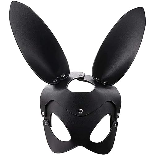 Moligin 1*Hare's Ohr halb Gesichts Maskbunny Maske, Ladies Leder Animal Halb Gesichtsmaske für Cosplay Halloween Kostümzubehör von Moligin