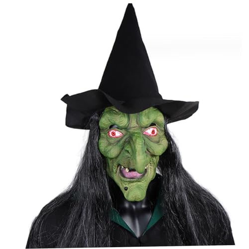 Moligin 1 Stück Hexenmaske alte Frau Hexenmaske mit Hut Halloween DIY Größe gruselige beängstigende Maske für die realistische Halloween -Maske für Erwachsene für Cosplay -Kostüm -Haunted House von Moligin