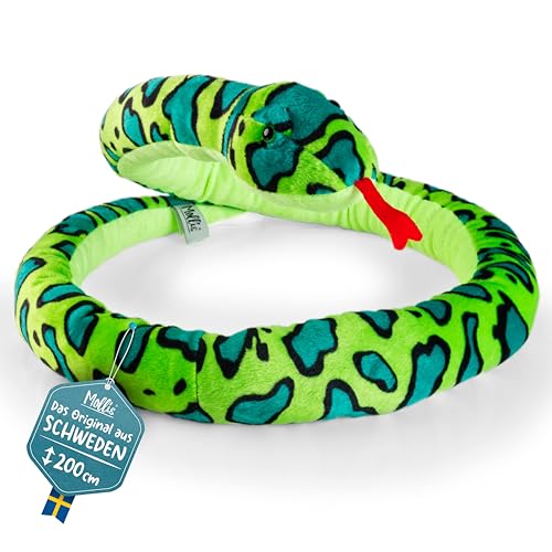 Mollis Kuscheltier - Kuschelschlange - 200 cm - Plüschtier-Schlange - Kinder-Kuscheltier - weiches Stofftier für Kinder und Babys (Grün) von Mollis