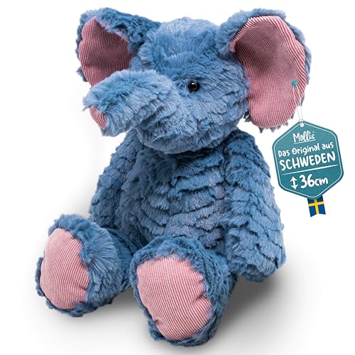 Mollis Kuscheltier - Elefant - 36 cm - Plüschtier-Elefant - Kinder-Kuscheltier - weiches Stofftier für Kinder und Babys von Mollis