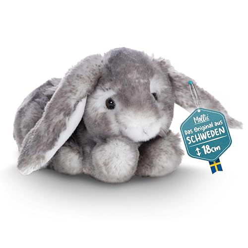 Mollis Kuscheltier - Kuschelhase - 18 cm - Plüschtier-Hase - Kinder-Kuscheltier - weiches Stofftier für Kinder und Babys (Grau) von Mollis