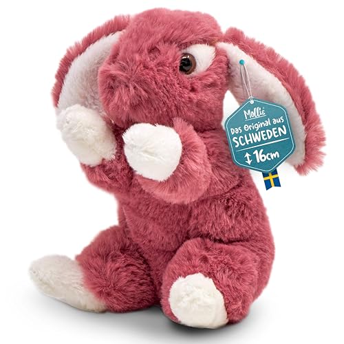 Mollis Kuscheltier - Kuschelhase - 16 cm - Plüschtier-Hase - Kinder-Kuscheltier - weiches Stofftier für Kinder und Babys (Dunkel-Pink) von Mollis