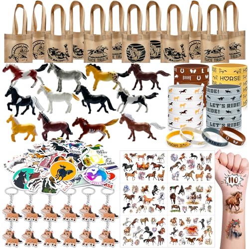 Moltby 110Pcs Horse Pferde Mitgebsel Kindergeburtstag - West Cowboy Pferde Deko mit Gastgeschenke Tüten Figuren Armbänder Schlüsselanhänger Aufkleber Tattoos Moltby 110Pcs Horse Pferde Mitgebsel Kindergeburtstag - West Cowboy Pferde Deko mit Gastgeschenke Tüten Figuren Armbänder Schlüsselanhänger Aufkleber Tattoos von Moltby