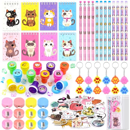 Moltby Katzen Party Geschenke für Kinder - 110pcs Katze Tier Mini Notizblock, Stifte, Katze Aufkleber Stamper Keychain, Geburtstag party Mitgebsel Klassenzimmer Belohnungspreise, Geschenke für Mädchen Moltby Katzen Party Geschenke für Kinder - 110pcs Katze Tier Mini Notizblock, Stifte, Katze Aufkleber Stamper Keychain, Geburtstag party Mitgebsel Klassenzimmer Belohnungspreise, Geschenke für Mädchen von Moltby