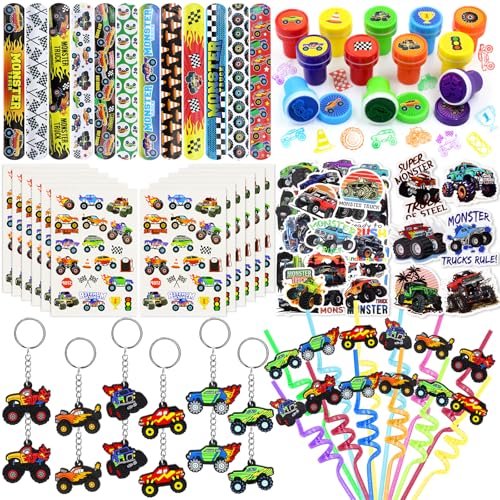Moltby Monster Truck Party Mitgebsel - 110pcs Truck Themed Party Geschenk, Schlüsselanhänger, Slap Armbänder, Monster Truck Tattoos, Kinder Trinkhalme, Give Aways Gastgeschenk Kindergeburtstag Moltby Monster Truck Party Mitgebsel - 110pcs Truck Themed Party Geschenk, Schlüsselanhänger, Slap Armbänder, Monster Truck Tattoos, Kinder Trinkhalme, Give Aways Gastgeschenk Kindergeburtstag von Moltby