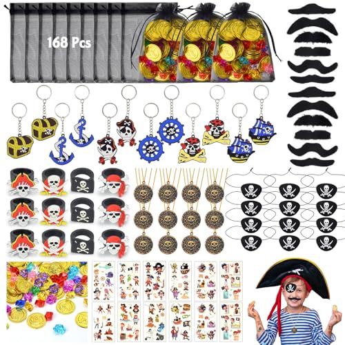 Moltby 168 Stück Piraten Kindergeburtstag, Piraten Augenklappe Aufkleber Ringe Schlüsselanhänger Edelsteine Goldmünzen Kinder, Piraten Spielzeug Geschenke Kinder Geburtstag Piratenparty Deko Moltby 168 Stück Piraten Kindergeburtstag, Piraten Augenklappe Aufkleber Ringe Schlüsselanhänger Edelsteine Goldmünzen Kinder, Piraten Spielzeug Geschenke Kinder Geburtstag Piratenparty Deko von Moltby