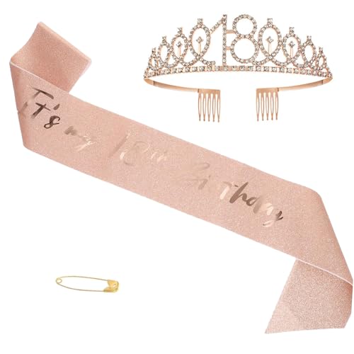 18 Geburtstag Schärpe und Diadem Set - Satin Schärpe mit funkelndem Diadem Perfekt für 18 Geburtstag Feiern - Stilvolle Partydekoration und Zubehör 18 Geburtstag Schärpe und Diadem Set - Satin Schärpe mit funkelndem Diadem Perfekt für 18 Geburtstag Feiern - Stilvolle Partydekoration und Zubehör von Molygar