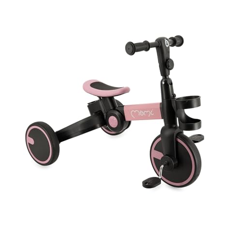 MoMi 3-in-1 Kinderdreirad FILO für Mädchen und Jungen ab 1 Jahr (max. Körpergewicht 20 kg), per Knopfdruck klappbar, verstellbare Lenker- und -Sattelhöhe, pannensichere Eva-Räder 6 ‘‘ von Momi