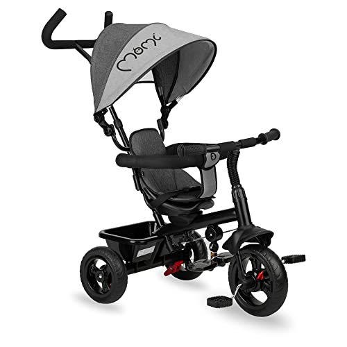 MoMi IRIS 5-in-1 Kinder-Dreirad mit Buggy-Funktion, für Kinder ab 9. Lebensmonat bis zu 5 Jahren, 360 ° Sitz mit 3-Punkt-Sicherheitsgurt, Fußablage, Sonnendach, PU-Räder, Schiebegriff von Momi