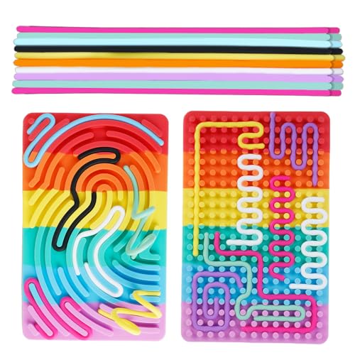 Momowin Sensory Toys Activity Board, Kinder-Reisetasche, geeignet für Kinder ab 3 Jahren und Erwachsene zur Linderung von Autismus, ADHS, OCD, Angst, Stress (mit Reisetasche und 20 Silikonstäben) von Momowin
