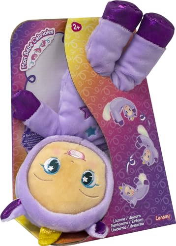 Lansay - MEIN BABY CABRIOLES - Interaktive Puppe für Kinder ab 2 Jahren - Lila Version - Weiche Plüschpuppe, die von selbst Purzelbäume macht - Geschenkidee für Jungen und Mädche von Lansay