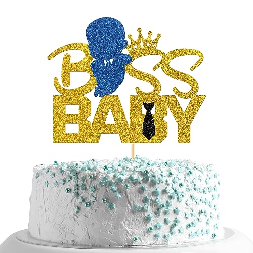 MonMon & Craft Boss Baby-Kuchenaufsatz/Junge 1. Geburtstag Party Dekor/Offenbarung Geschlecht Zeichen Tortenaufsatz/Happy Birthday Boss Party Dekorationen – Gold Glitzer MonMon & Craft Boss Baby-Kuchenaufsatz/Junge 1. Geburtstag Party Dekor/Offenbarung Geschlecht Zeichen Tortenaufsatz/Happy Birthday Boss Party Dekorationen – Gold Glitzer von MonMon & Craft